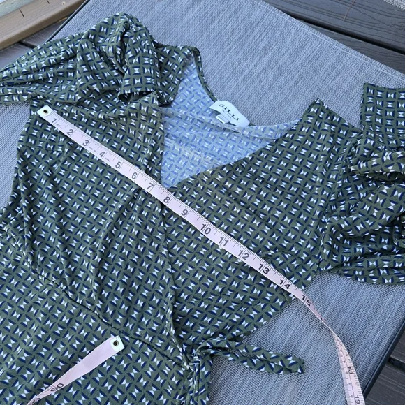Gilli Pamela faux wrap dress, XS, New without tags, Green navy cream - Picture 6 of 8
